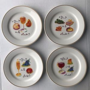 Set Of 4 Rosanna Wine & Cheese Appetizer/Dessert Plates 8”